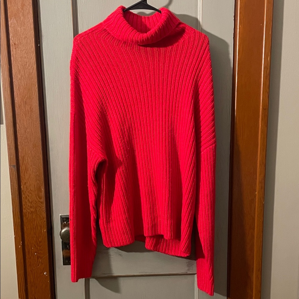 Vibrant Red Turtleneck Sweater